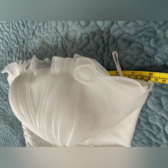 Wedding Bride Prom Dress Gown Sz XS NWOT White Layered Tulle Pleated Corset - Picture 10 of 16